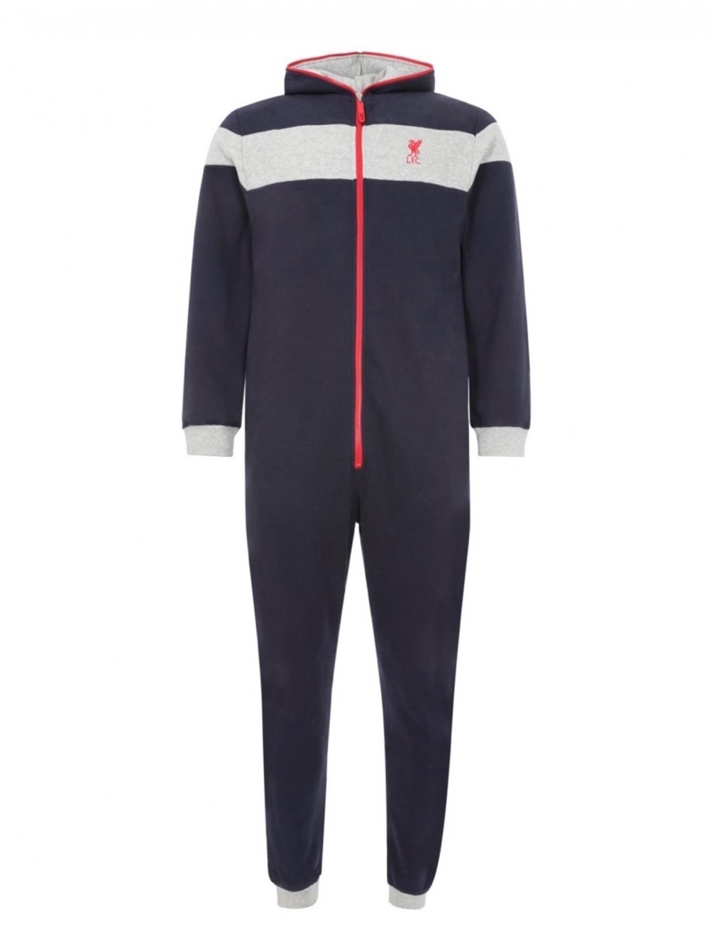 Liverpool Men's Navy and Grey Hooded One-Piece with Red Trim